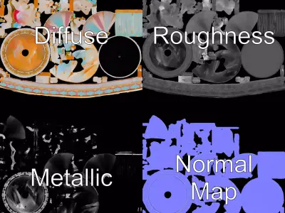 Vintage Carousel model pack Low-poly 3D model