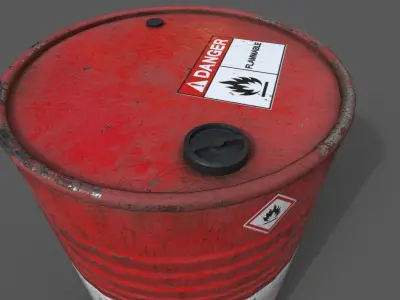 Barrel flammable - PBR Game Ready model Low-poly 3D model