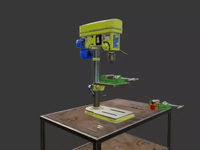 Industrial Milling Machine  Low Poly PBR Game Ready 3D Model Low-poly 3D model