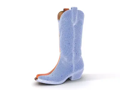 Cowboy Boot Model Pack with Decorative Stitching Low-poly 3D model