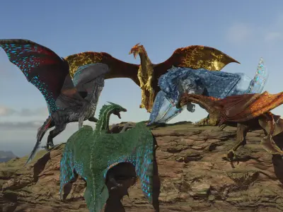 Pythian Dragon Ragdoll Setup Pack Low-poly 3D model