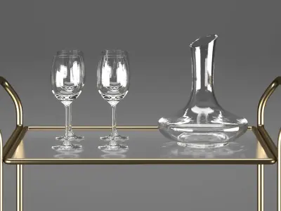 Bar Cart with Accessories 2 3D model