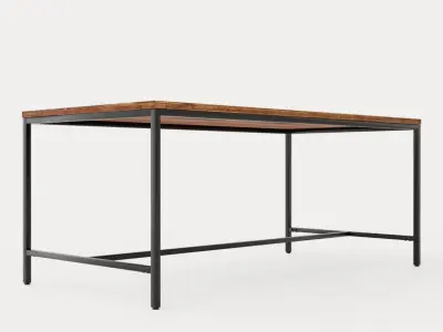 Wilmer Dining Table 180 Cm Wood Black Low-poly 3D model