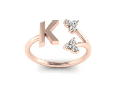 Jewelry Alphabet Ring K with Diamonds  3D print model