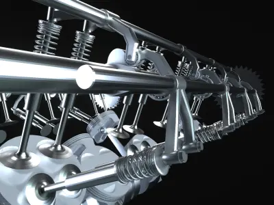 V8 Engine Mechanical Assembly Non-Animated Blender Model Low-poly 3D model