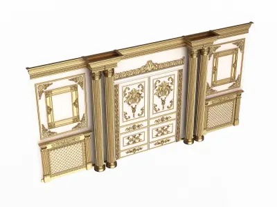 Boiserie Classic Wall with Mouldings 012 White Low-poly 3D model