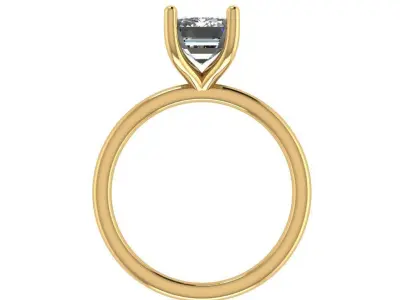 Emerald solitaire diamond ring 3D print model