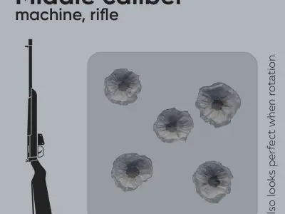 15 Bullet Hole Decals Pack on Concrete Wall 8 Texture