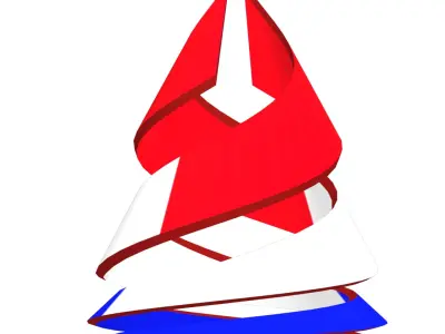 France Flag on double Helical Structure 3D model 3D model