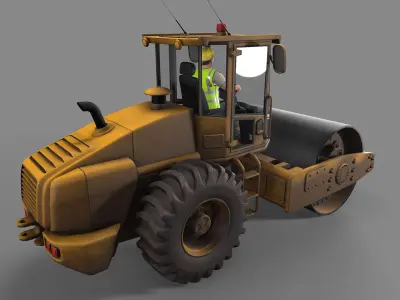 Road Roller Low-poly 3D model