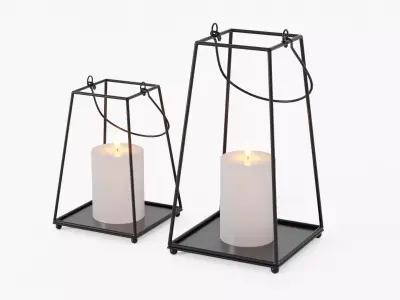 lantern01 two metal candle holders 3D model
