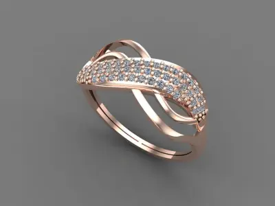 Women Ring Diamond Stone STL 3DM Lightweight Printable 3D print model 21