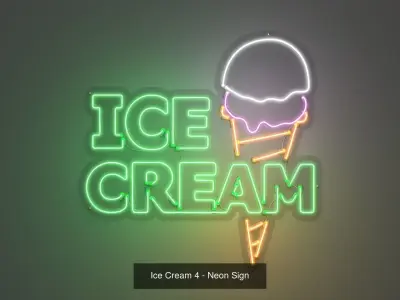 Ice Cream Neon Signs - 5 Pack 3D Model Collection