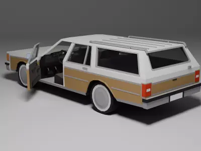 Low Poly 1980s Station Wagon 3D Model Car13 Low-poly 3D model