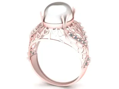 FANCY PEARL RING 3D PRINTABLE MODEL 3D print model