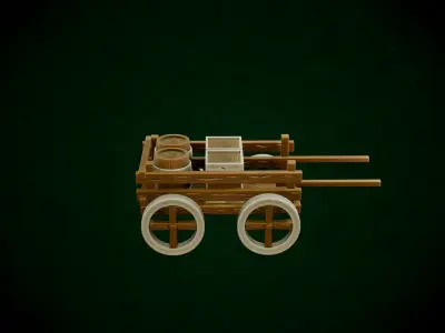 Stylized Wood Cart Free low-poly 3D model