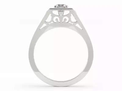 Filigree Round Diamond Solitaire Ring With Rendering 3DM 3D print model