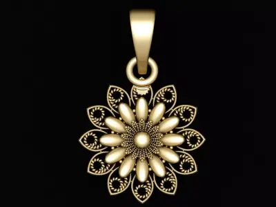 SIMPLE SUN FLOWER STYLE PENDANT 3D PRINTABLE MODEL  3D print model