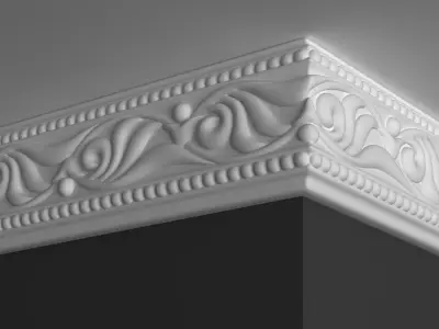 Moulding Cornice 3D Model with Floral Elements 3D model