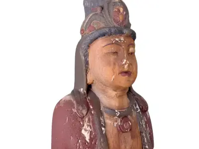Antique Quan-Yin Wooden Bust 3D model