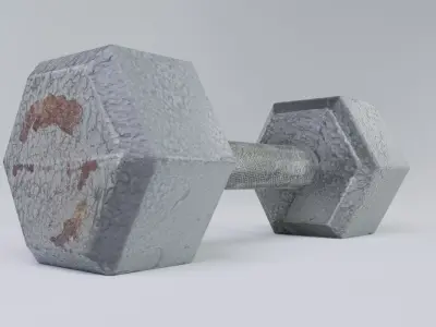 Worn 20lb Dumbbell Low-poly 3D model