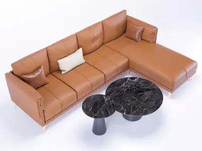 L-Shaped Corner Sofa Set Low-poly 3D model