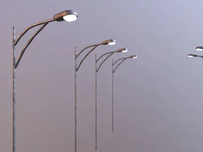 Low Poly Streetlight with single bulb Low-poly 3D model