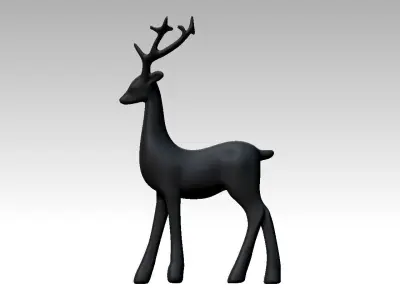  Modern Black Reindeer - Statue Matte Black Deer  - 3D print 3D print model