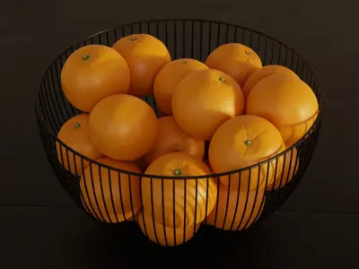 Fruit bowl with Oranges 3D model