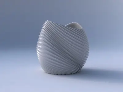 Bowl compressed and twisted with bent extruded lines 3 3D print model