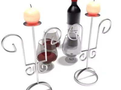 Wine And Candles 3D model