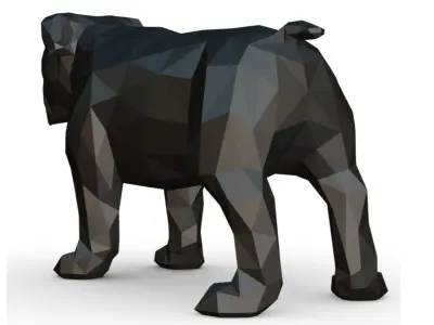 English bulldog low poly 3D print model