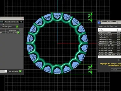 U Shaped Eternity Ring 3 point 6 mm stone size swiss 10 and EU50 3D print model
