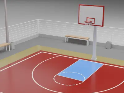 Cartoon Basketball Court Low-poly 3D model