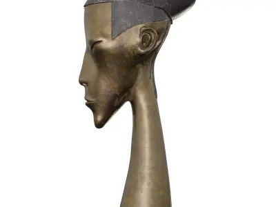 Modern Elongated Head Bronze Sculpture - Abstract 3D model