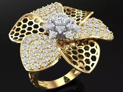  Mesh flower ring - Italian rings - Womens Rings - N6827 3D print model