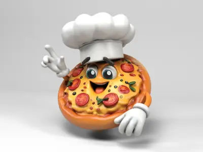Pizza character 2 Low-poly 3D model