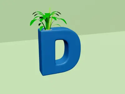 Vase D - Alphabet Vases Collection Letters - STL Printable 3D print model