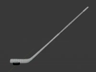 Hockey stick and puck 3D model