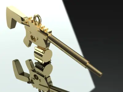 AR Pistol Pendant Gold Silver Luxury Jewelry 3D print model