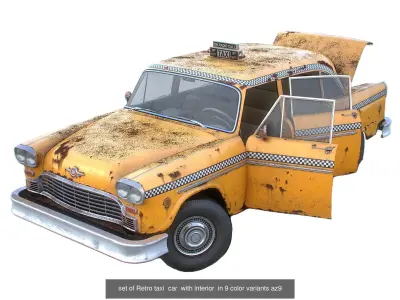 Set of 5 sedan cars with interior and color variants az9 3D Model Pack