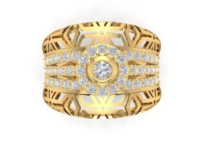 Luxury Carved Wide Diamond Band Ring for Men 3104 3D print model