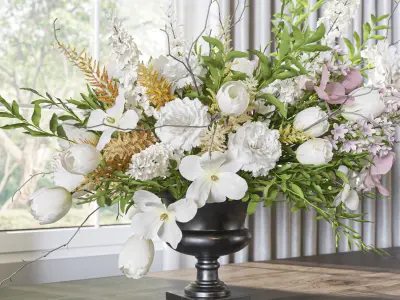 Flower Set 058 Tulips carnation delphimium astilbe 3D model