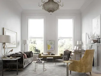 VRay - C4D Scene files - Living Room Interior 3D model