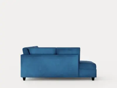 Garland U Bed Sofa Left Velvet Petrol Low-poly 3D model