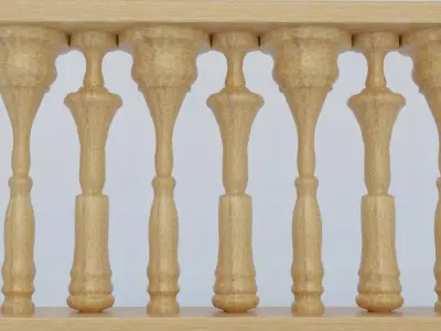 Classic Wooden Balustrade Ornate Fence Pillar 3D model