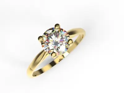 Engagement ring 4 prong edition 6mm stone 3D print model