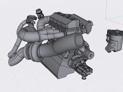 HEMI 4 cylinder Turbo Drag Engine Half Hemi Straight 4 3D print model