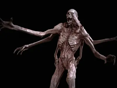 Necromutant4 humanoid creature Low-poly 3D model