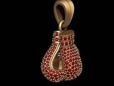 boxing gloves pendant with gems  3D print model